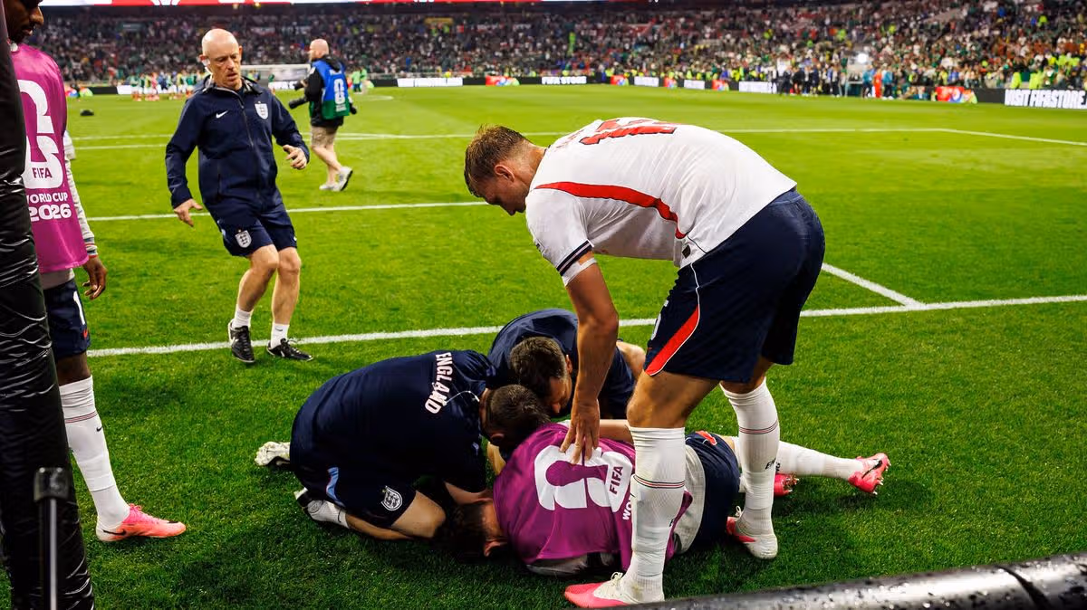 Jordan Henderson stretchered off after World Cup win