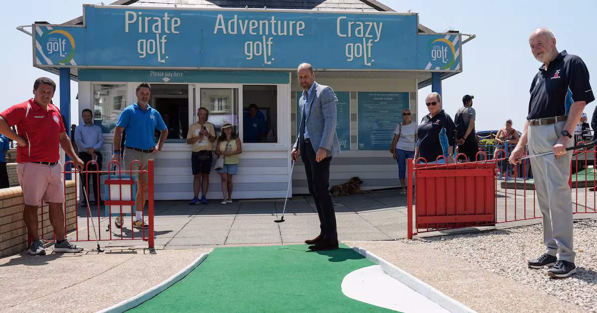 Prince of Wales visits Hastings, plays crazy golf