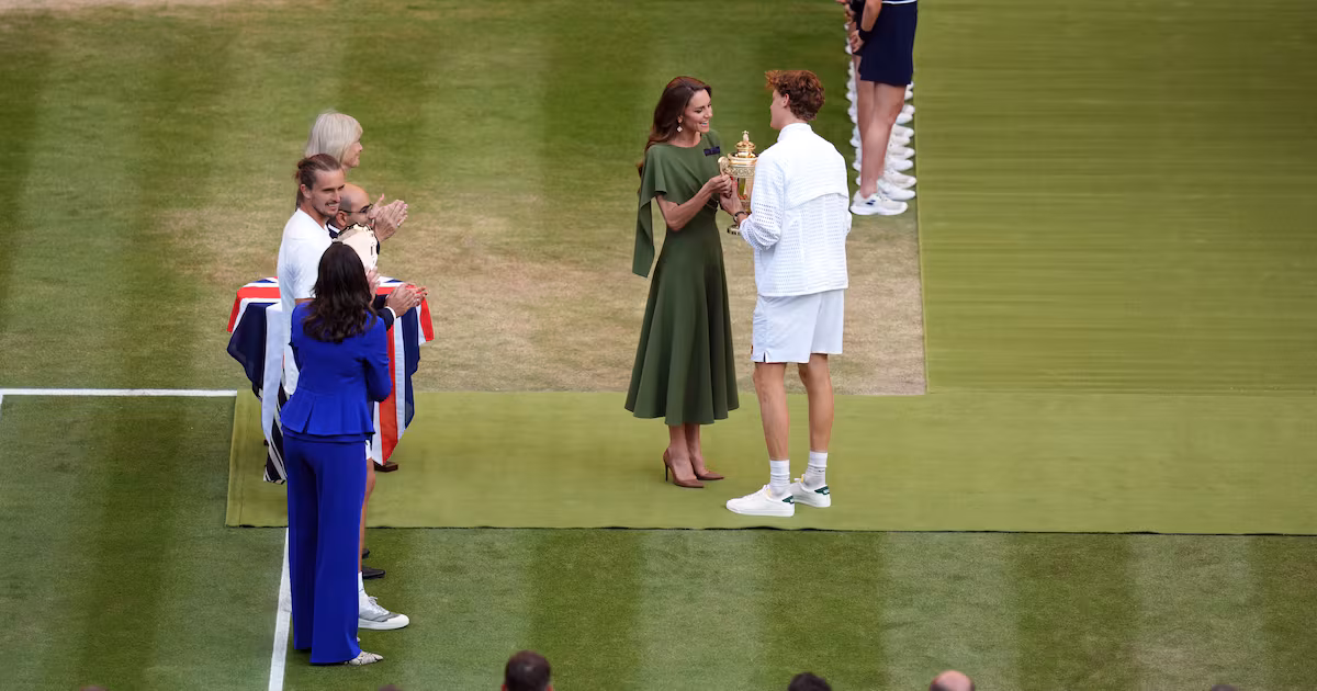 Kate presents Wimbledon trophy to Jannik Sinner