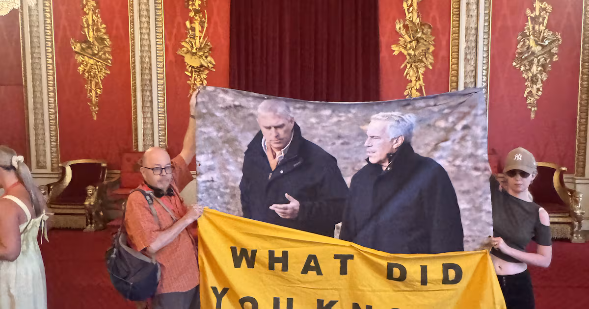 Protestors Demonstrate Against Prince Andrew at Palace