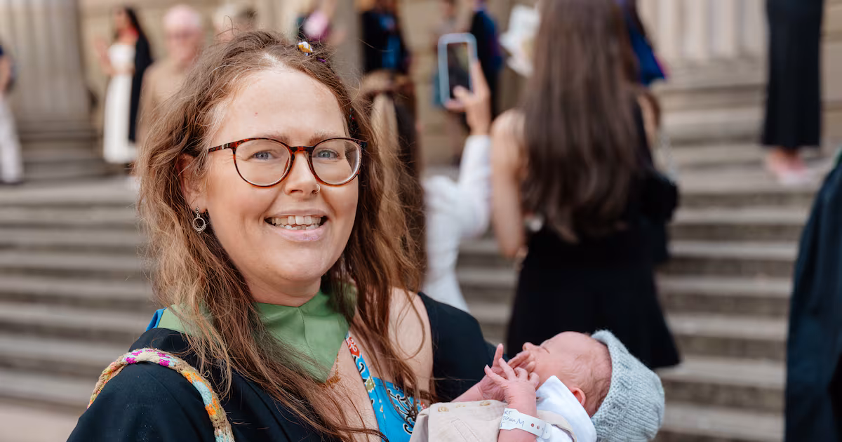 Newborn baby attends mother's graduation ceremony