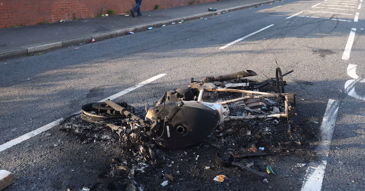 Clean-up operation after chaos in west Belfast