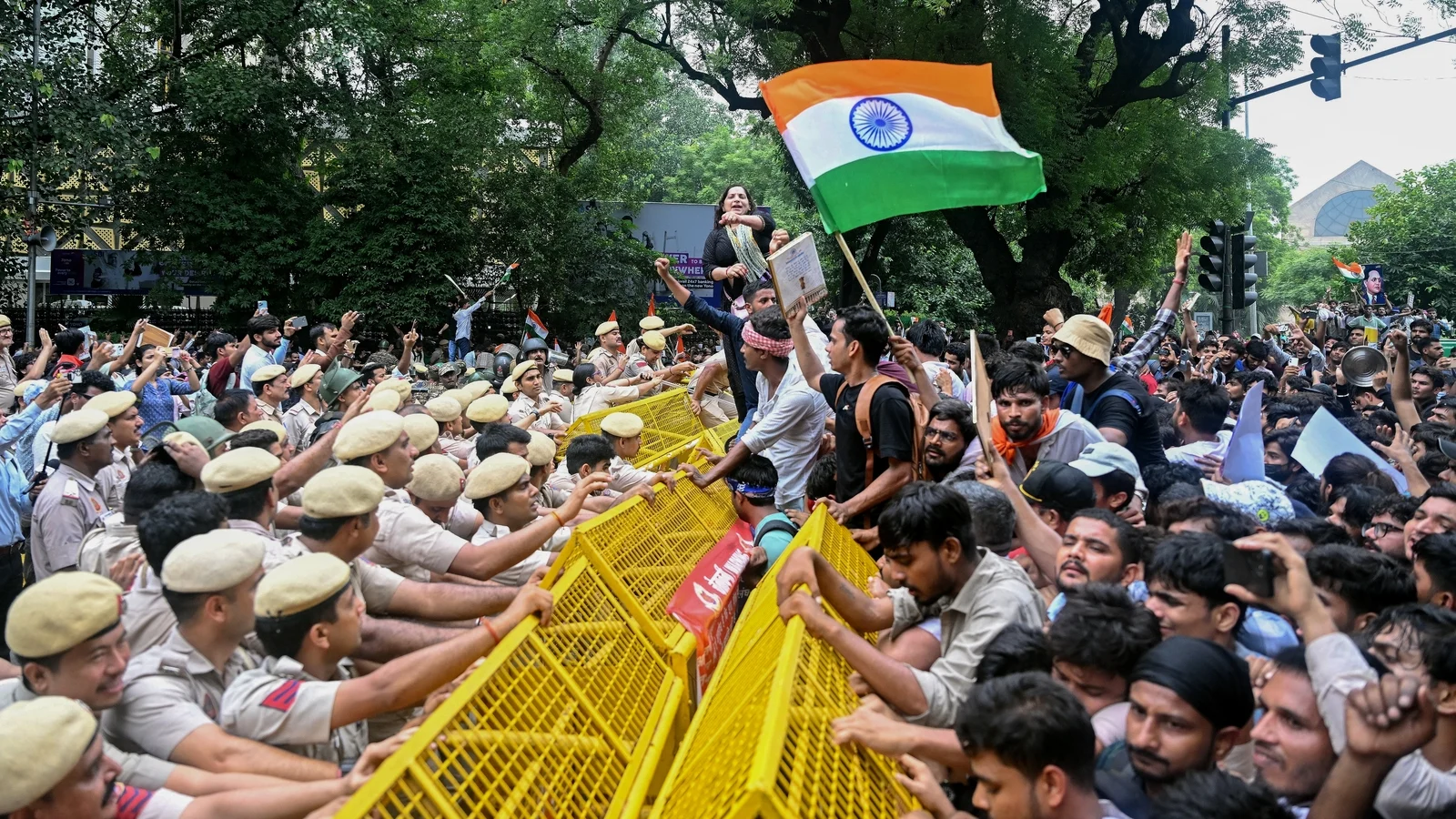 Indian Police Clash with Exam Protesters in New Delhi