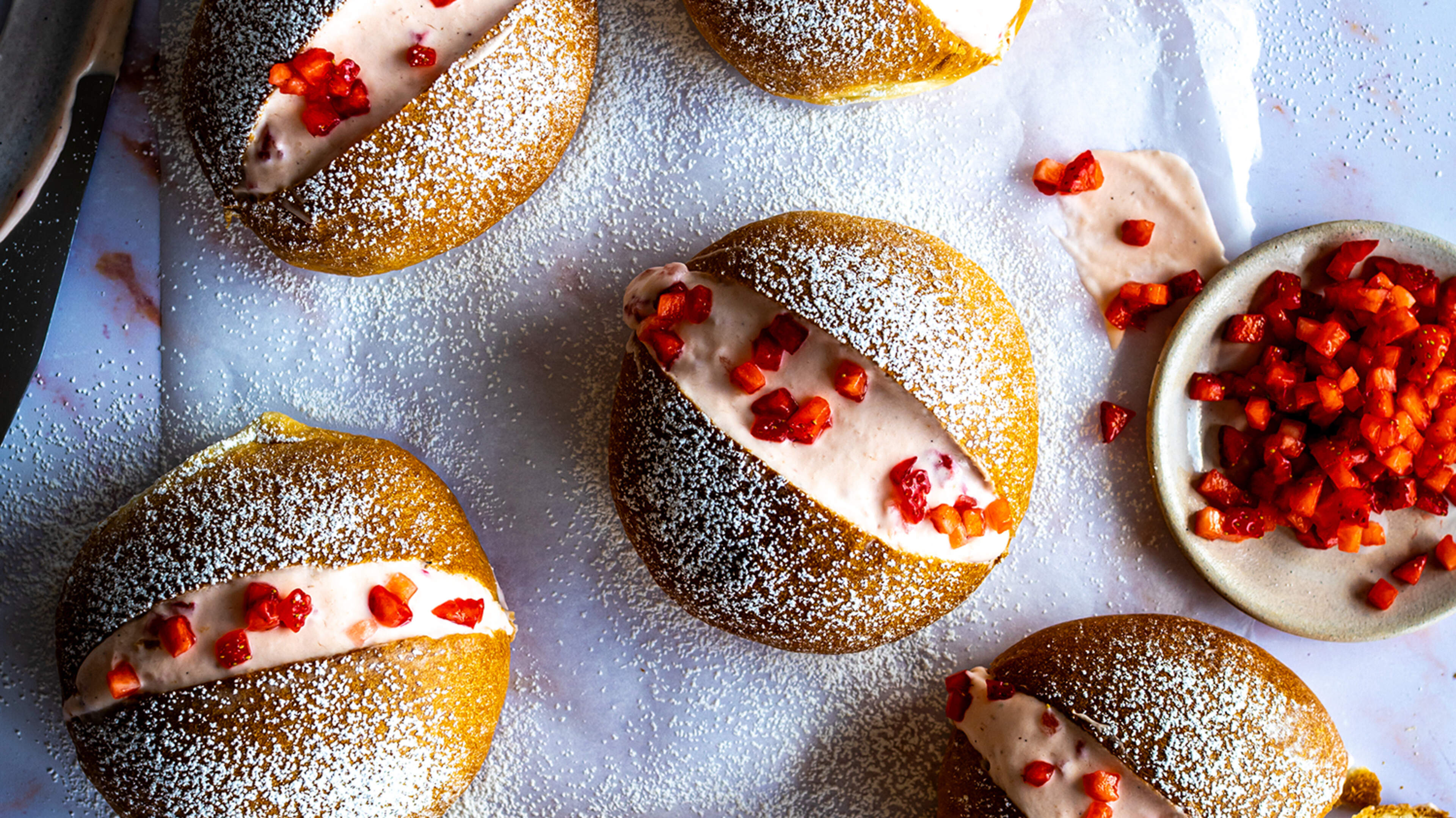 Strawberry & Custard Maritozzi Buns Recipe