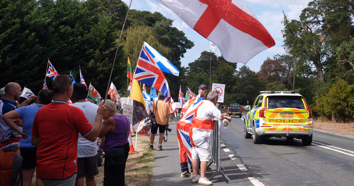Protesters Gather Outside Former RAF Base