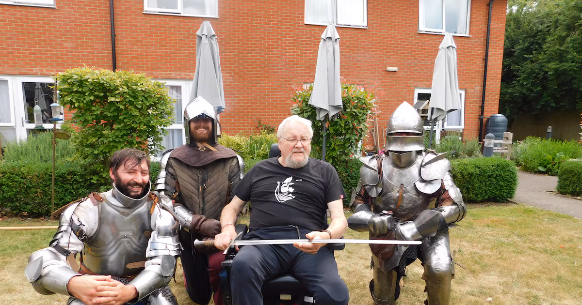 Care Home Resident Enjoys Medieval Re-enactment Surprise