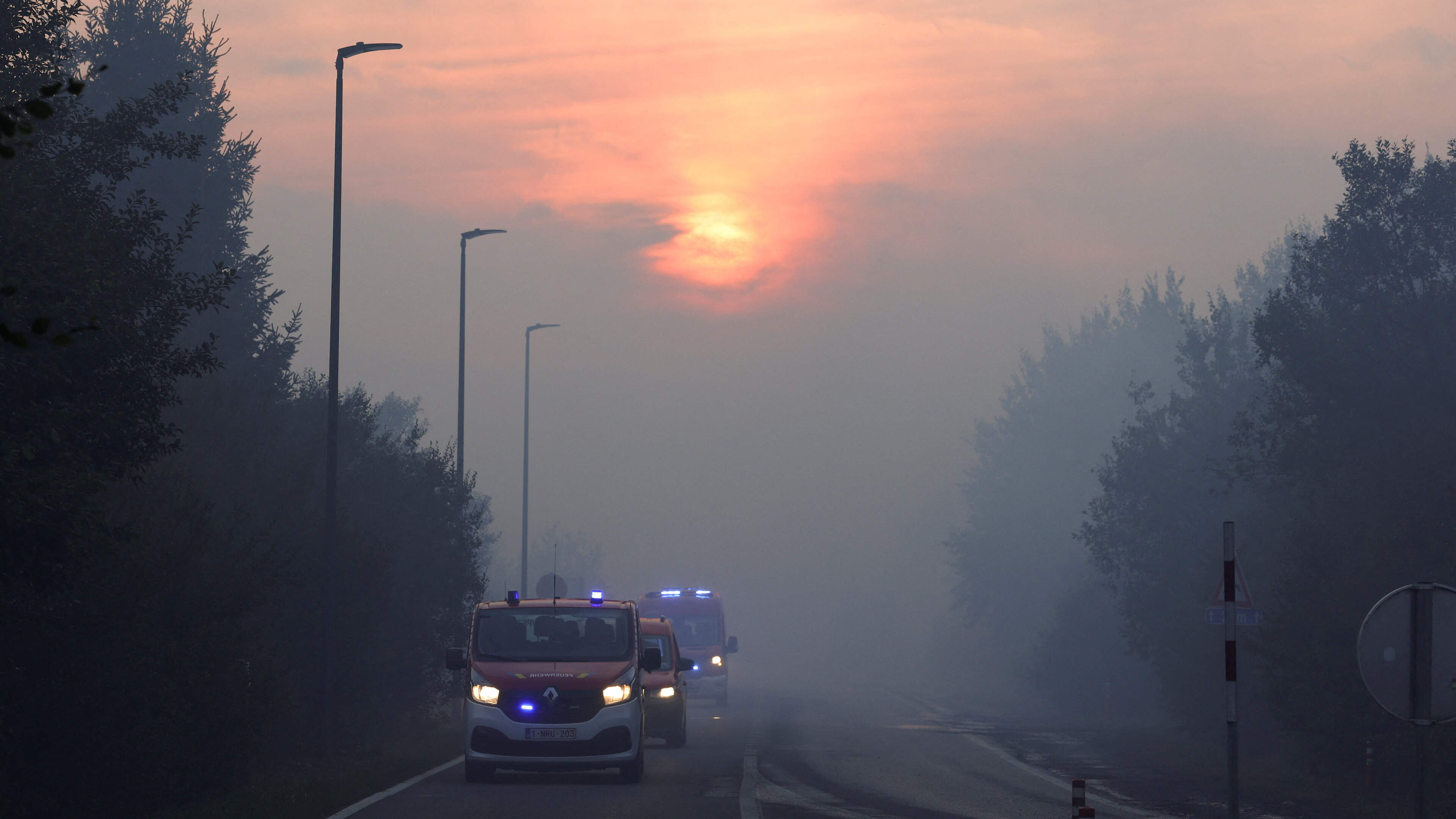 Firefighters Combat Belgium's Largest Wildfire
