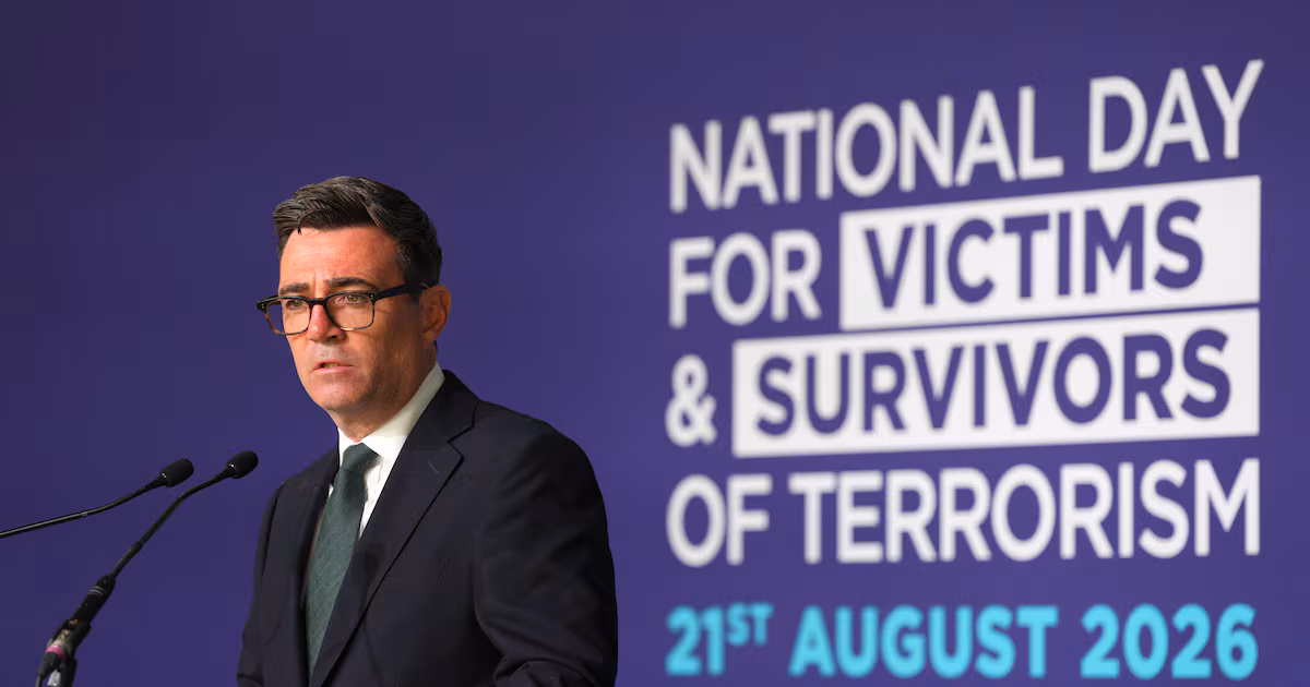 Burnham supports terrorism survivors at national day