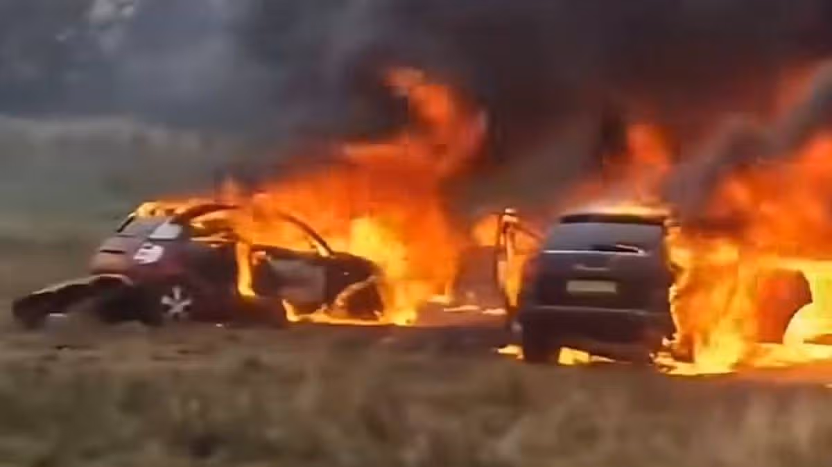 Cars torched at A66 crash memorial event