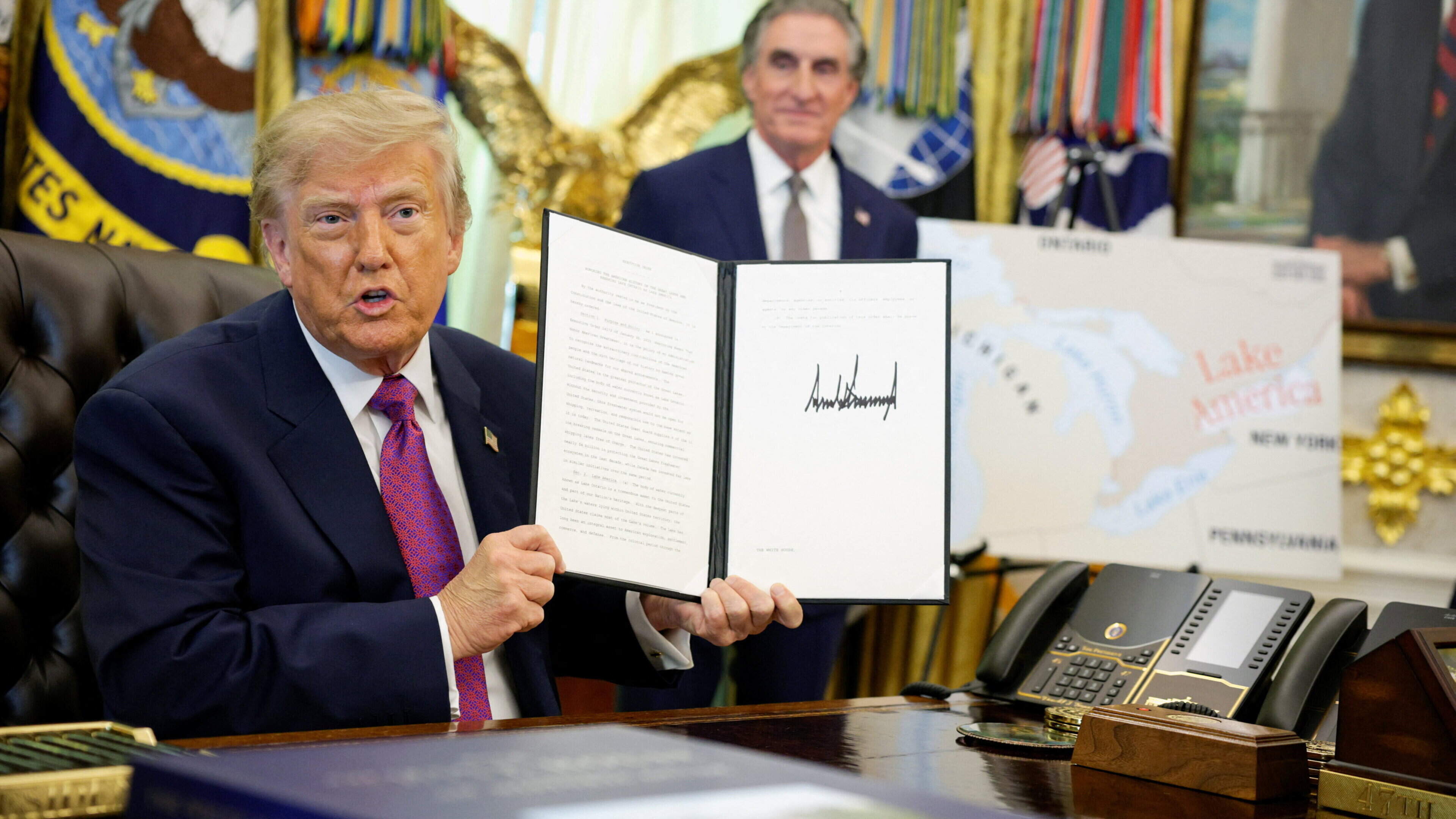Trump Signs 'Lake America' Order Amid Canada Feud