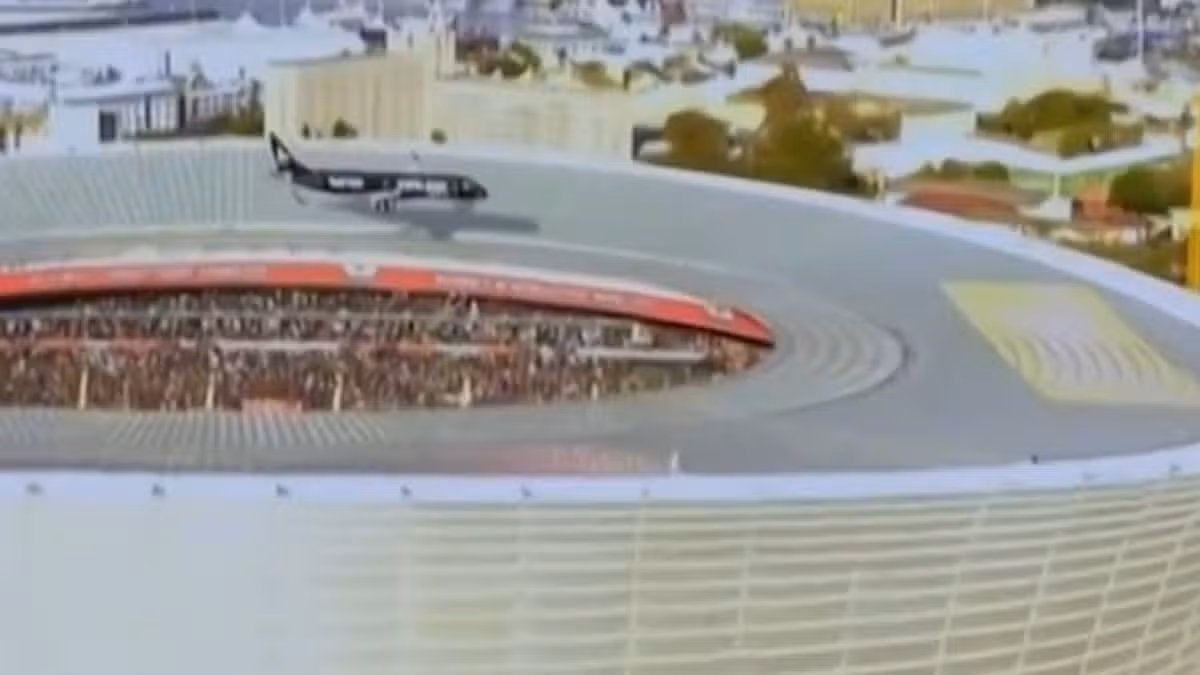 Planes Fly Close to Stadium During Rugby Test