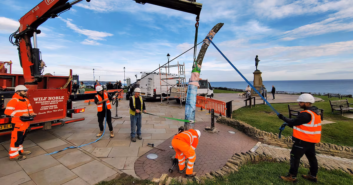 Whitby’s whale bone arch removed for bronze replica