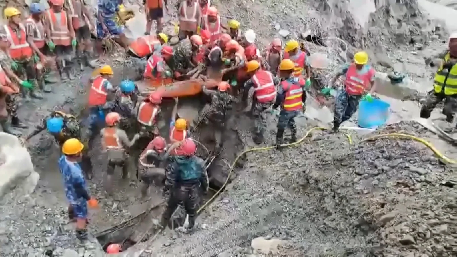Nepal Rescuers Save Survivors from Tunnel