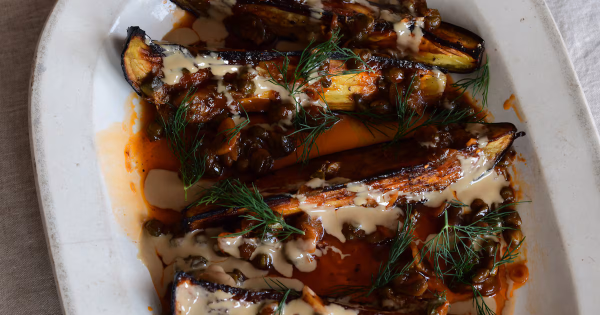 Yotam Ottolenghi’s Aubergines with Capers Recipe
